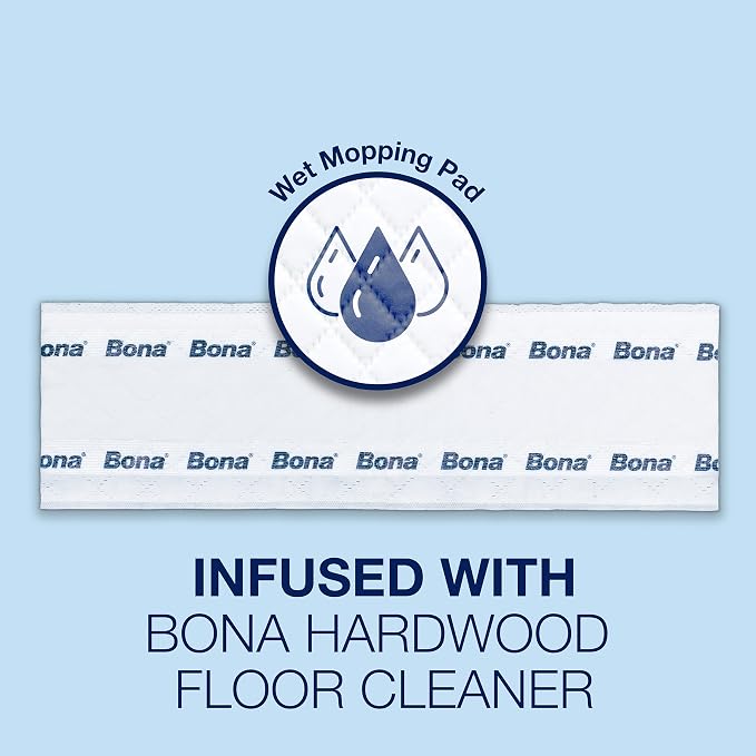Bona Hardwood Floor Disposable Wet Cleaning Pads - unscented - Use Mops - Residue-Free Floor Cleaning Solution for Wood Floors 12 Count (Pack of 2)