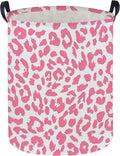 Pink Leopard Print Hamper,Baby Laundry Hamper,Waterproof Collapsible Baby Storage Baskets for Kid Room Decor,Clothes Organizer Basket,Gift Baskets(Pink Leopard Print)