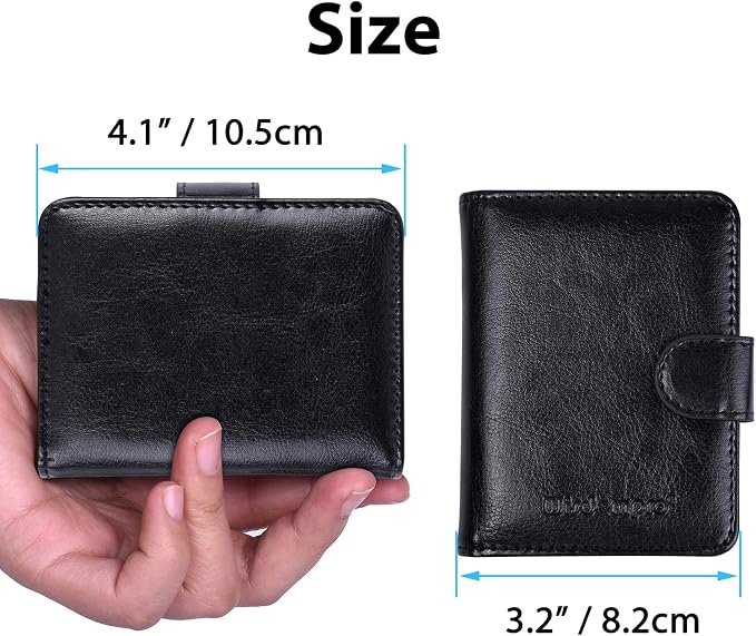 Wisdompro Slim PU Leather Credit Card Holder, Vertical Black | RFID Blocking Wallet Debit Card Protector, Organizer Case, Card Case, 20 Card & 7 Memory Card Slots, with Magnetic Closure