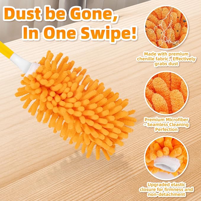 8 Pack Reusable Duster Refills Compatible with Swiffer Hand Duster, Washable Microfiber 360 Heavy Duty Dusters Refills for Dusting Cleaning(Include 1 Handle & Laundry Bag)