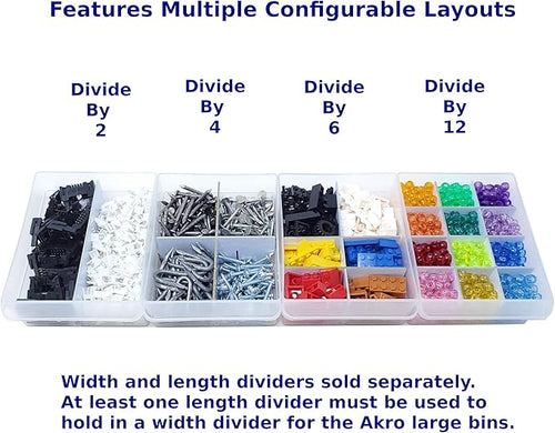 (24-Pack) Large Drawer Configurable Length Dividers compatible with Akro-Mils Plastic Storage Craft Cabinets, (Dividers Only)