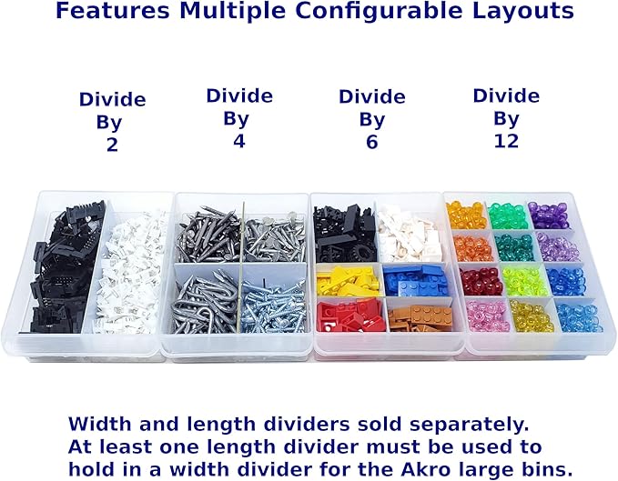 (24-Pack) Large Drawer Configurable Width Dividers compatible with Akro-Mils Plastic Storage Craft Cabinets, (Dividers Only)