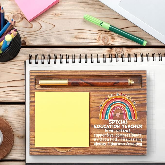 Special Education Teacher Gift Sticky Note Holder Appreciation Thank You Gift Wooden Desk Accessory Teacher Appreciation Week Team TZP173