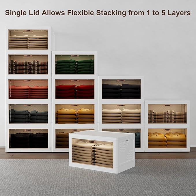 JOYMOOP 198 Qt Stackable Storage Bins with Lids, Closet Organizers and Plastic Storage Drawers for Home, 3 Pack Cubes