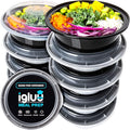 Igluu Meal Prep Containers Reusable (10 Pack) 1 Compartment – 28oz | Round Food Containers with Lids – Stackable, Microwave, Freezer & Dishwasher Safe – BPA-Free