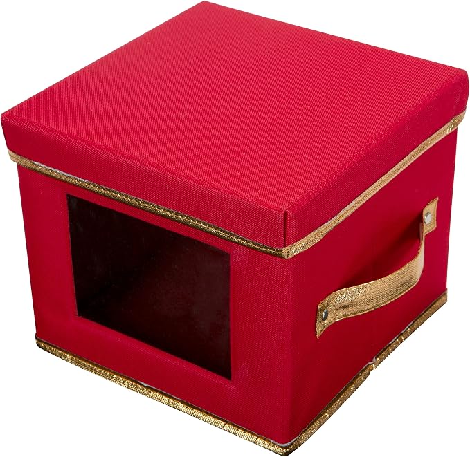 Simplify Holiday Salad Plate Dinnerware Storage Box | 9.45 Inch | Christmas China | 12 Felt Dividers | Tableware Setting | Red