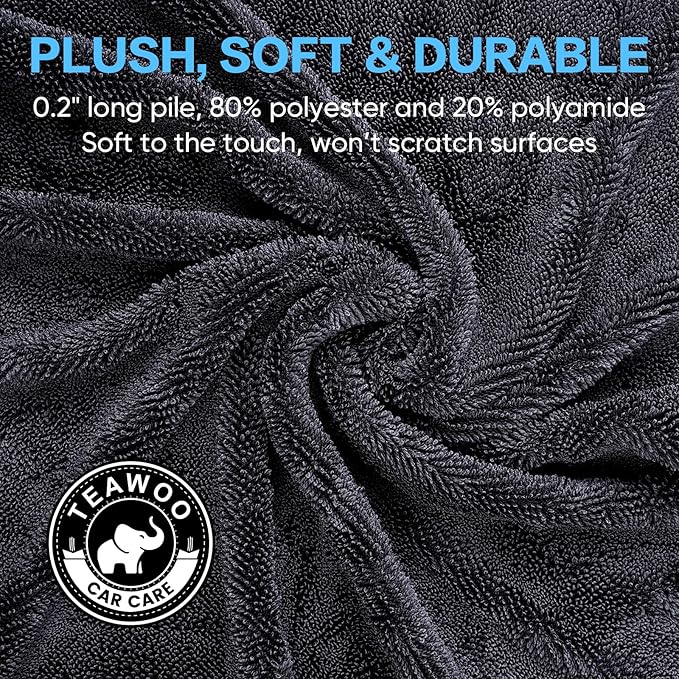 TEAWOO Shiny Wipes Shower Cleaning Cloth, Ultra Absorbent Car Drying Towel, 2 Pack 16 x 24 inch Microfiber Cleaning Cloth for Car, Bath & Househood