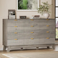 BORNOON 57" Wide Dresser for Bedroom, 12-Drawer Fluted Dresser with Metal Handles, Wood Chest of Drawers with Smooth Slides and Stable Base, Modern Storage Cabinet for Living Room, Nursery