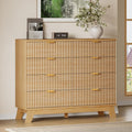 BORNOON Fluted 8 Drawer Tall Dresser, 47.2" Wide Modern Boho Chest of Drawers, Wooden Storage Dresser TV Stand for Bedroom, Living Room, Closet, Hallway, Curved Profile Design