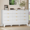 BORNOON 57" Wide Dresser for Bedroom, 12-Drawer Fluted Dresser with Metal Handles, Wood Chest of Drawers with Smooth Slides and Stable Base, Modern Storage Cabinet for Living Room, Nursery