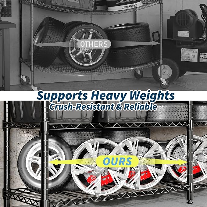 GarveeHome 70.8" W Storage Shelves Metal Shelving Unit, 1060 LBS Heavy Duty Wire Shelving 4-Tier L-Shaped Storage Rack with Adjustable Shelf for Pantry Kitchen Corner Bedroom