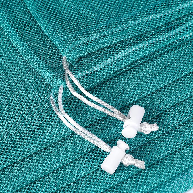 Frienda 6 Pieces Mesh Stuff Sack, 11 x 15 Inch Durable Nylon Drawstring Laundry Bag for Rinsing Beach Toys, Seashell Collecting, Mesh Bags for Travel(Turquoise)