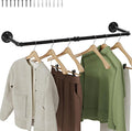Wall Mounted Clothes Rack, Industrial Pipe Clothing Rack 40 Inch Black, Wall Clothes Hanger for Bedroom, Cloakroom, Closet, Hallway, Boutique Display, Drying Racks Wall-Mount for Laundry