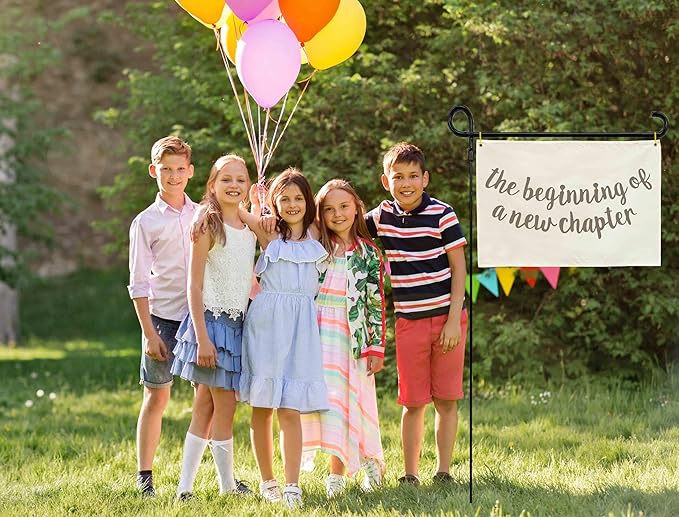 Classroom Wall Decor-Welcome Rectangular Canvas Banner Pennant Poster Wall Sign-Garland for Congratulation Graduation Party Supplies Door Classroom Decor-the Beginning of A New Chapter