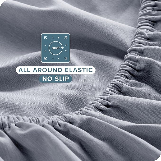 Bare Home Full Sheet Set - Luxury 1800 Ultra-Soft Microfiber Double Brushed - Deep Pockets - Easy Fit - 4 Piece Set - Bedding Sheets & Pillowcases (Full, Heathered Blueberry)