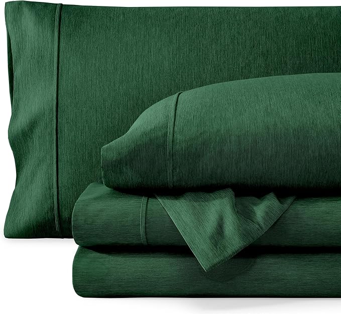Bare Home Twin XL Sheet Set - 1800 Ultra-Soft Microfiber Twin Extra Long Sheets - Double Brushed - Deep Pockets - Easy Fit - Soft - 3 Piece Set - Bed Sheets (Twin XL, Heathered Forest Green)