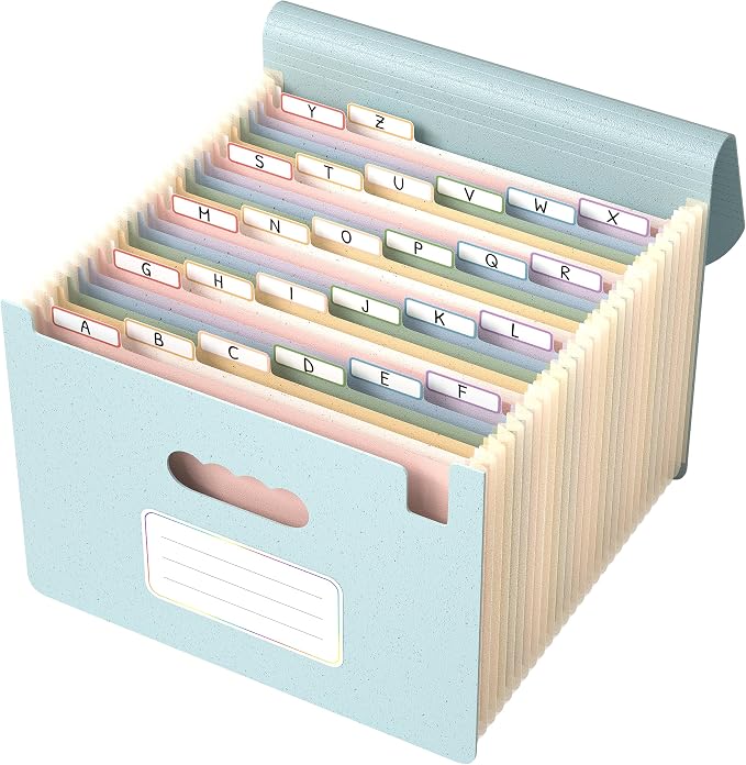 ThinkTex Accordion File Organizer, 26 Pockets File Folders, Mint Cream | Monthly Bill Receipt Documents Organizer, A-Z Colorful Tabs, Letter/A4 Size for Classroom Office Organization Home Hospital