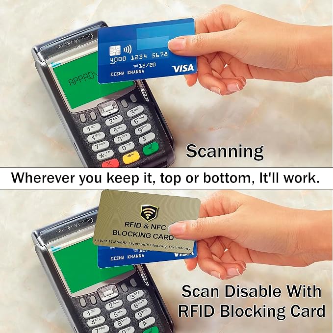 SaiTech IT 3 Pack RFID Blocking Card for Credit Debit ID Card, Golden | Slim Anti-Theft Contactless NFC RFID Blocker Protector, Easily Fit into Wallet and Purse, for Men & Women