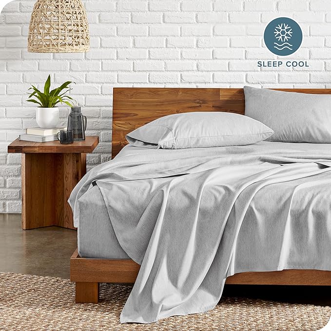Bare Home Twin Sheet Set - 1800 Ultra-Soft Microfiber Double Brushed - Deep Pockets - Easy Fit - Extra Soft - 3 Piece Set - Bedding Sheets & Pillowcases (Twin, Heathered Pewter)