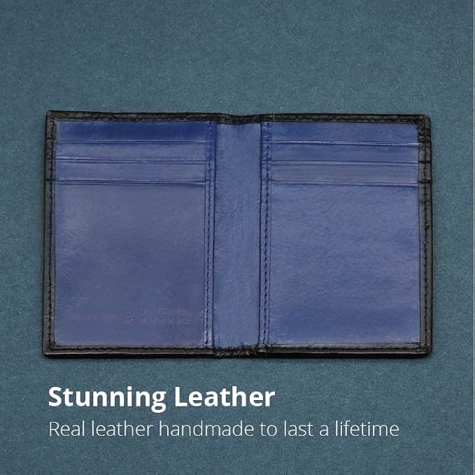 Minifold Men's Slim Leather Wallet with RFID Blocking Contactless Handmade, Minimalist and Slim, in Gift Box for Men