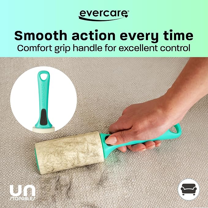 Evercare with Unstopables Fresh Scent All-Purpose Lint Roller, 4-Pack, 50 Layers Per Roller, Total 200 Sticky Sheets, Pet Hair & Lint Remover