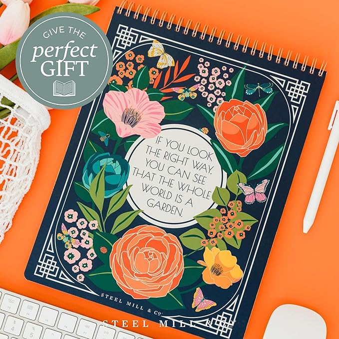 Steel Mill & Co Large Top Spiral Notebook College Ruled, 11" x 8.5" with Durable Hardcover and 160 Lined Pages (The Secret Garden)