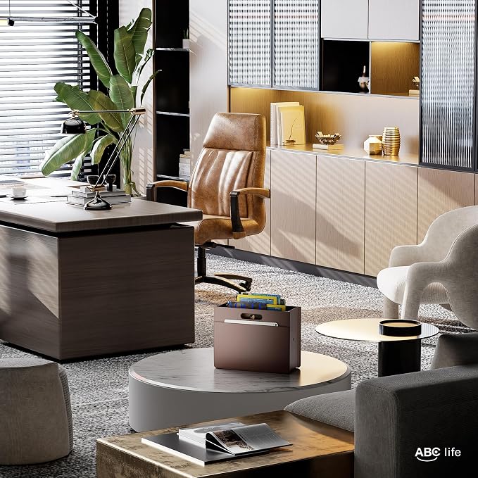 ABC life Magazine Holder,Magazine Rack Floor, Brown | Stable Foldable PU Leather Newspaper Book Storage Basket Box, Upgraded Magazine Folder Free Standing, for Room Home Office