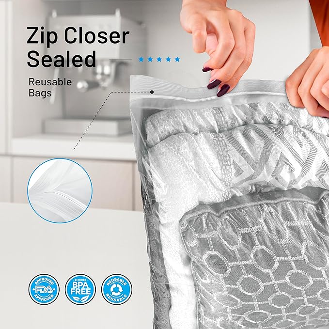 4 Count - Large Storage Bags With Zipper Top, 10 Gallon Size 24" x 24", Extra Large Plastic, For Clothes, Travel, Moving, BPA-Free, Heavy Duty 3-Mil Thick