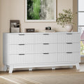 BORNOON 63" Long Dresser for Bedroom, 9-Drawer Fluted Dresser, Extra-Wide Wood Chest of Drawers with Smooth Metal Slides, Stable Base, Modern Clothes Storage Cabinet for Living Room, Hallway, Nursery