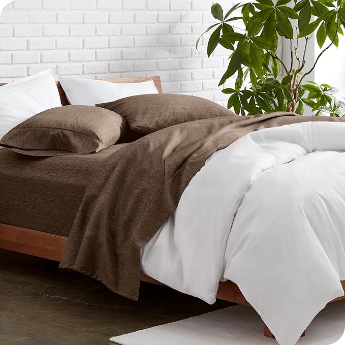 Bare Home Full XL Sheet Set - Luxury 1800 Ultra-Soft Microfiber Full Extra Long Sheets - Double Brushed - Deep Pockets - Easy Fit - 4 Piece Set (Full XL, Heathered Taupe)
