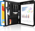ProCase Portfolio Business Padfolio Folder with Zipper -Black | Conference Meeting Executive File Legal Document Organizer with Pockets Letter Size A5 Writing Pad Notepad Padfolio