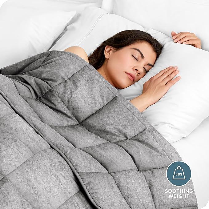 Bare Home Weighted Blanket Queen Size 22lb (60" x 80") for Adults - Minky Fleece - Premium Heavy Blanket Nontoxic Glass Beads (Light Grey, 60"x80")