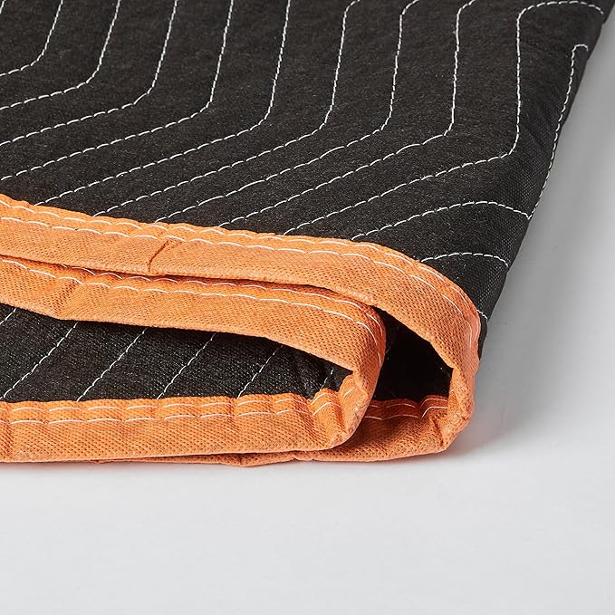 Amazon Basics Reinforced Tear-Resistant Moving Blankets, 72" x 80", Black, 6-Pack