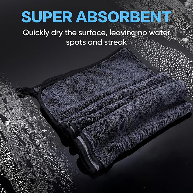 TEAWOO Shiny Wipes Shower Cleaning Cloth, Ultra Absorbent Car Drying Towel, 2 Pack 16 x 24 inch Microfiber Cleaning Cloth for Car, Bath & Househood