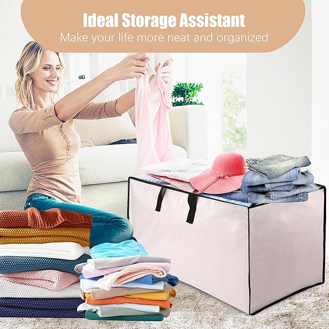 NATURELUX Heavy Duty Moving Bags with Backpack Straps and Strong Handles, Alternative to Moving Boxes and Storage Totes for Dorm Room Essentials, 6 Pack, Clear