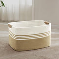 60L Woven Laundry Basket Hamper with Leather Handles,Khaki | 21"x15"x11", collapsible wicker hamper, storage for dirty clothes, toys, blankets, gifts, living room, bedroom, bathroom