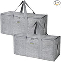 BALEINE Extra Large Storage Tote with Zippers & Carrying Handles, Heavy-Duty Oxford Fabric Moving Bags for Laundry, Space Saving, Storage,2-Pack, Winter Gray