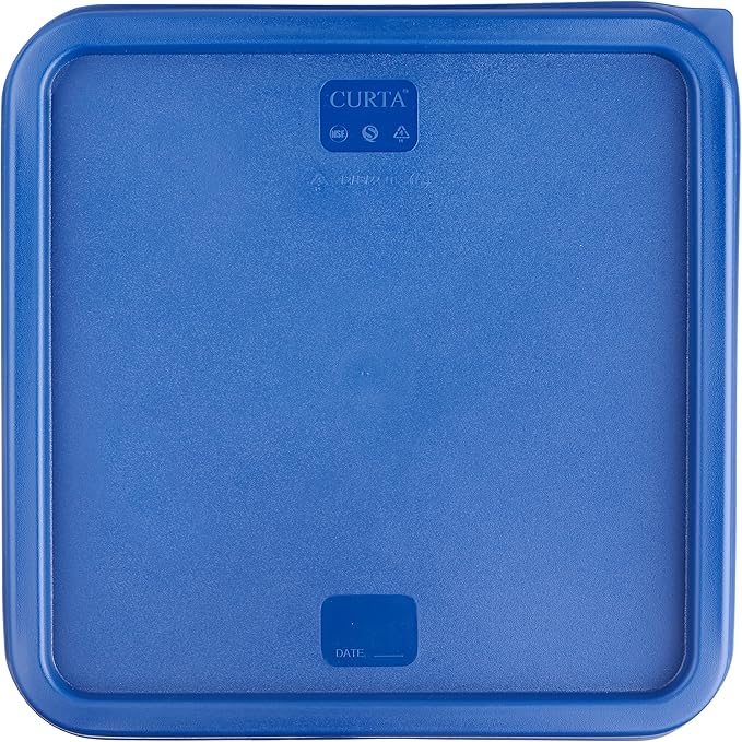 CURTA 8-Pack 22 Qt NSF Clear Polycarbonate Food Storage Containers with Blue Lids - Square, Commercial-Grade, Freezer & Dishwasher Safe, Stackable