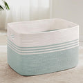 86L Large Woven Laundry Basket Hamper with Handles, Green | 24"x16"x14", collapsible wicker hamper, storage for dirty clothes, toys, blankets, gifts, living room, bedroom, bathroom