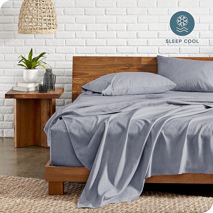 Bare Home Full Sheet Set - Luxury 1800 Ultra-Soft Microfiber Double Brushed - Deep Pockets - Easy Fit - 4 Piece Set - Bedding Sheets & Pillowcases (Full, Heathered Blueberry)