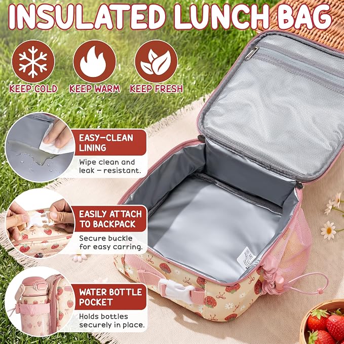 Fimibuke Kids Bento Lunch Box w/ 8.5oz Thermo Food Jar, Insulated Lunch Bag | Leak Proof 3-4 Compartments 60oz Toddler Lunch Food Container with Utensils, Sauce Cup for School Boys Girls, Dishwasher Safe