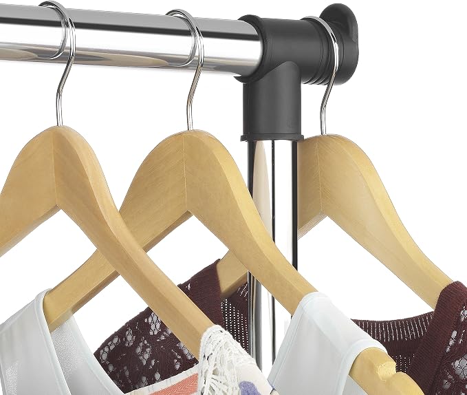 Whitmor Deluxe Adjustable Garment Rack-Rolling Clothes Organizer,Black and Chrome, 18.5" D x 33" W x 66" H