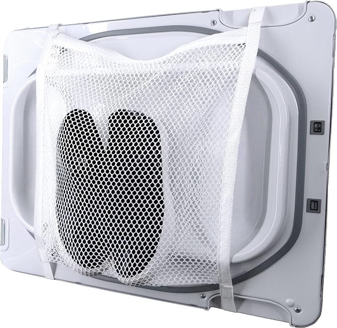 S&T INC. Sneaker Dryer Bag, 15.5" x 15.5", White | Dryer Door Shoe Net, Elastic Straps, Sneaker Laundry Bag for Shoes