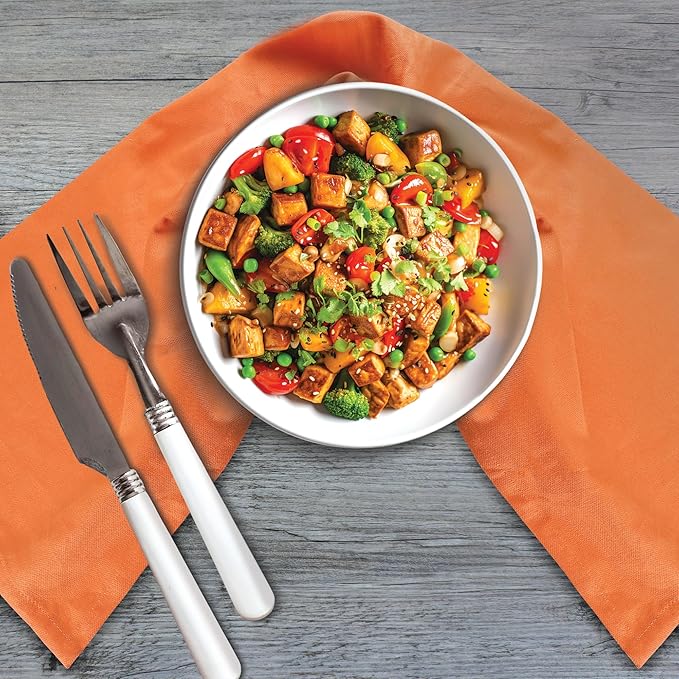 Urban Villa Kitchen Towels 100% Cotton Dish Towels for Kitchen(Set of 6)20”x30” Dish Cloths Highly Absorbent Kitchen Linen Set with Hanging Loop Perfect for Drying Dishes Cleaning Hand Towels – Orange