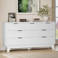 BORNOON 57" Long Dresser for Bedroom, 7-Drawer Fluted Chest, Wide Wood Storage Dresser with Metal Slides and Handles, Stable Base, Modern Clothes Organizer for Primary Suite, Guest Room, Nursery