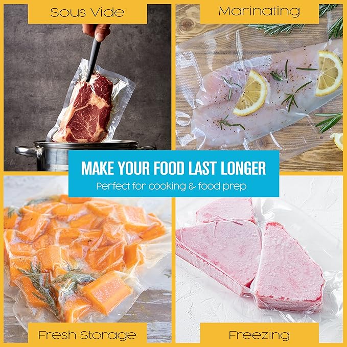 Houseables Vacuum Sealer Bags, Vacuum Sealer Rolls, Food Saver Bags Rolls, 8 Inch, Vac Seal, Sous Vide, Food Storage, Freezer, Sealing, Machine, Cooking, Air Sealable, BPA Free, Heavy Duty, 8x50, 2PK