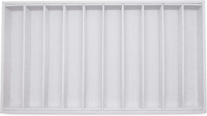 The Display Guys - Stackable Jewelry Tray and Organizer - for Drawers, Dressers, Store Display (10 Compartments, White Burlap)