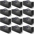 VELVETSURE 12 Pack Heavy Duty Extra Large Moving Bags W/Backpack Straps - Strong Handles & Zippers, Storage Totes For Space Saving, Fold Flat, Alternative to Moving Box and Storage Bin, Black