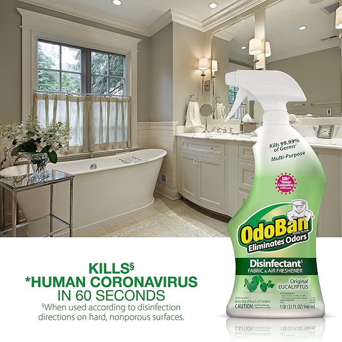 OdoBan Ready-to-Use Disinfectant and Odor Eliminator, 32 Ounce Spray Bottle, Original Eucalyptus Scent