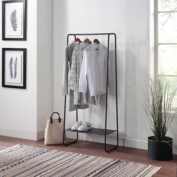 SunnyPoint Freestanding Clothes Garment Rack, Organizer Closet (BLACK)
